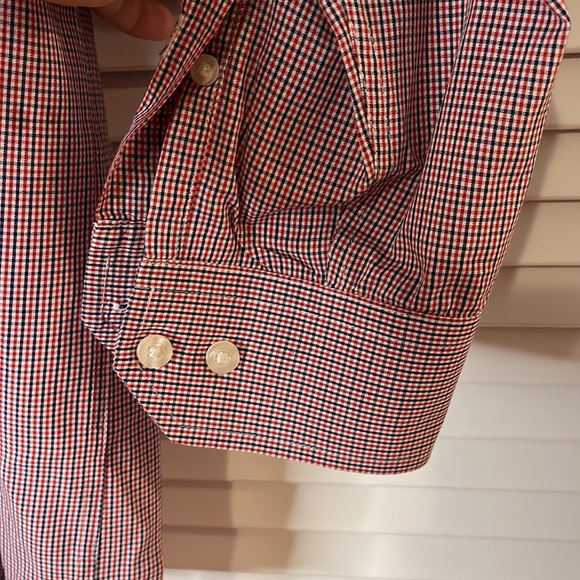 NÁUTICA MEN DRESS SHIRT NECK 17 34/35 RED BLUE BOTTOMS DOWN - Picture 7 of 12